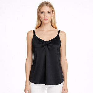 Eileen Fisher System Silk Charmeuse Stretch Camisole Tank Slate Gray Large New